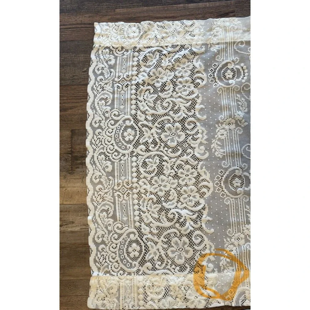 VTG Floral Lace Window Cafe Curtain Valance 55”x35” Very Pretty Granny Cottage
